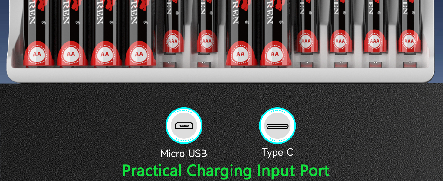 Зарядний пристрій IMREN для акумуляторів NiMH/NiCD з LCD-дисплеєм, 12 слотів (AA/AAA)