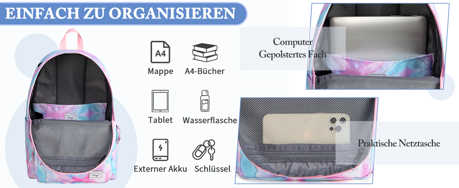 Шкільний рюкзак для підлітків: легкий, 15.6 дюймів, для ноутбука, чорний. Підходить для чоловіків, жінок, хлопців та дівчат, для школи, університету, подорожей та роботи. Об'єм 17,8 л.