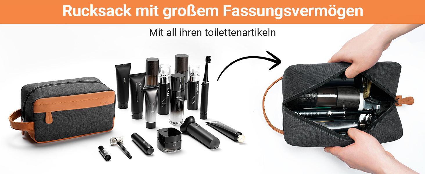 Чоловіча дорожня сумка Elviros для подорожей, подарунок для чоловіка, підвісна, косметичка-доріжній набір, водонепроникна, з PU-шкіри, велика місткість, для подорожей та ванної кімнати, чорна