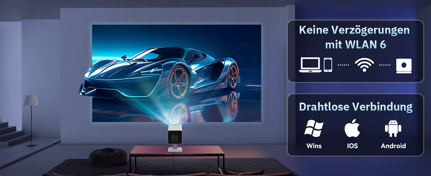 Портативний проєктор Mini Beamer 4K/1080P з Wi-Fi 6 та Bluetooth 5.4, Auto Keystone, 200 дюймів, сумісний з ноутбуками, смартфонами та TV