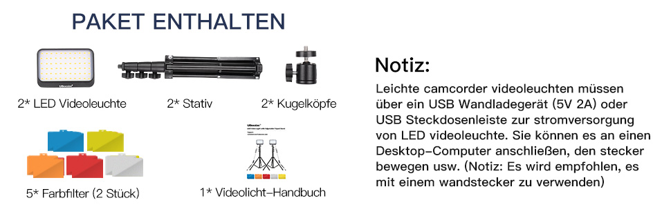 LED відеосвітло UBeesize 2 шт. з регульованим штативом та фільтрами для відеоконференцій, стрімінгу та YouTube