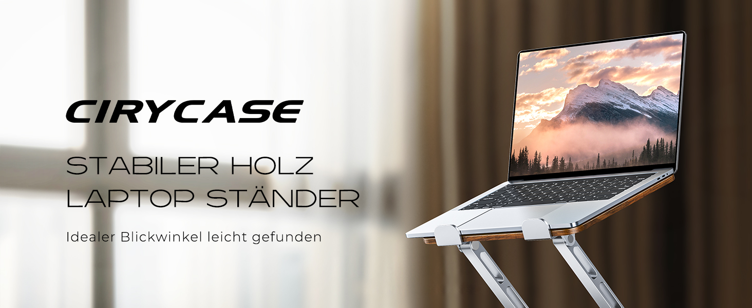 Регульований підставка для ноутбука: алюміній та дерево, складна, сумісна з MacBook, HP (10-16 дюймів)