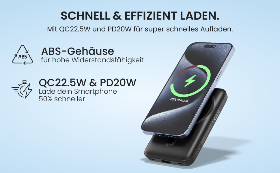 Портативний зарядний пристрій Powerbank Mini [9000mAh] білий - Швидка зарядка, PD20 W Type-C, LED-індикатор, USB та Type-C виходи