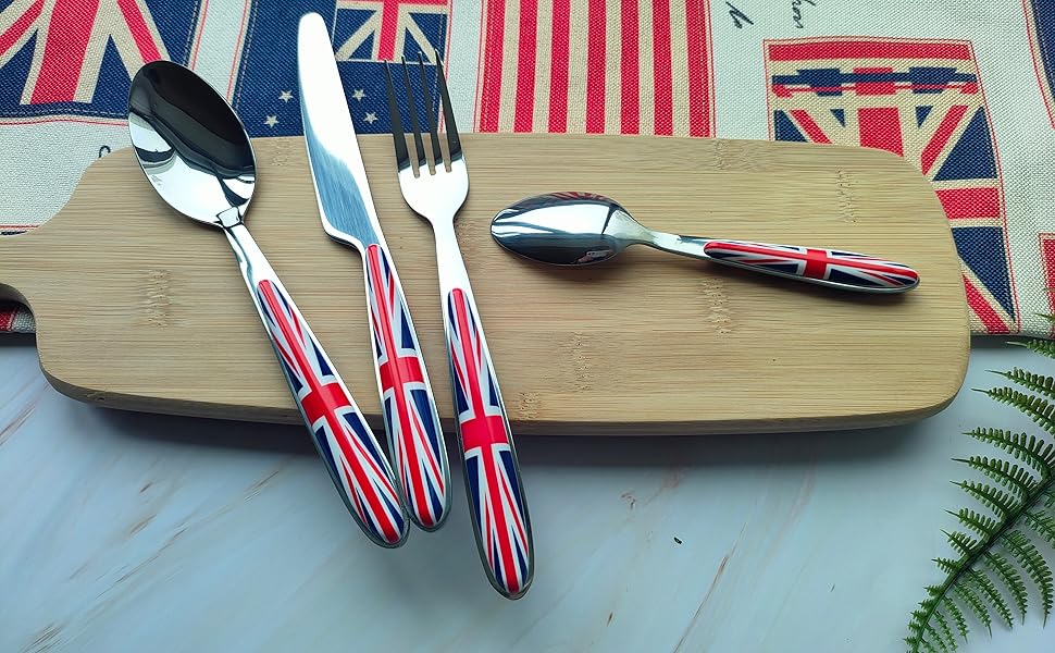 Набір столових приборів Exzact Rostfrei Stahl (нержавіюча сталь) з дизайном Union Jack (24 шт.)