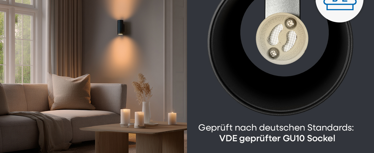 LED-стінна лампа для дому та вулиці (2 шт.) - регульована яскравість, IP65, 6W, 3000K, 700lm, чорний (Wg-серія)