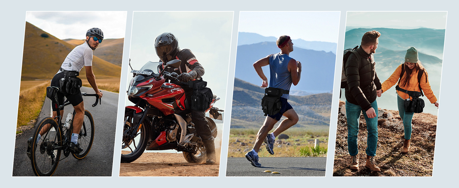 Тактична набедрена сумка Jueachy, водонепроникна, для мотоциклів, риболовлі, кемпінгу, чорна