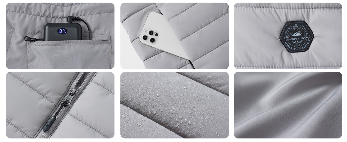 Жіночі гріючі штани Heizwete з акумулятором 16000mAh 7,4V - 9 гріючих зон, 3 режими температури, для активного відпочинку та роботи на відкритому повітрі, білий (сірий, XL)