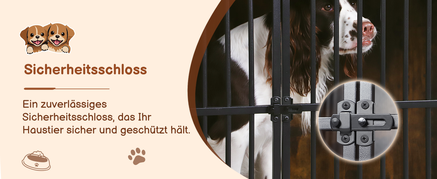 Дерев'яний вольєр для собак з двома дверцятами, міцний вольєр-будка для великих, середніх та малих собак, знімний піддон, 97.5 x 97.5x59x77.5 см