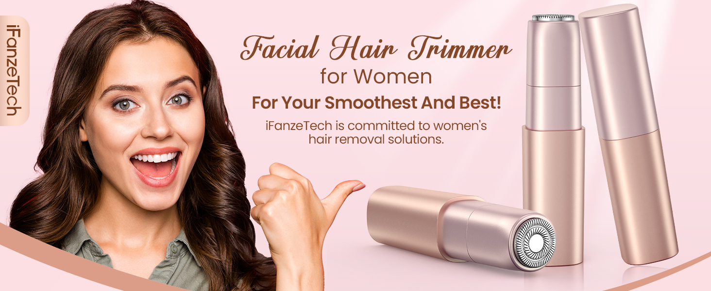 Електричний жіночий тример для обличчя iFanzeTech: для швидкої та ніжної стрижки верхньої губи, підборіддя та щік. Змінна головка в комплекті.