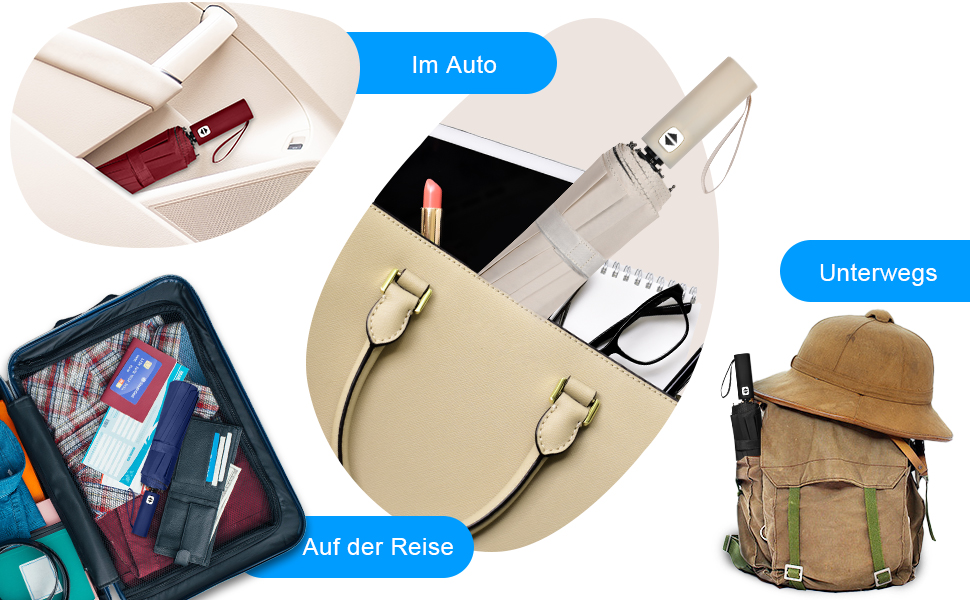 Вітростійкий автоматичний парасолька для подорожей, 12 ребер, для чоловіків та жінок (Бежевий)