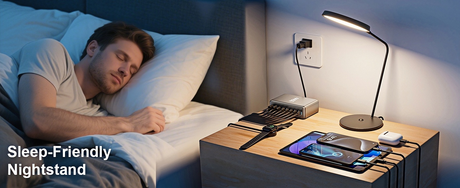 Зарядний пристрій USB-C 620W, 10 портів, швидка зарядка PD PPS 100W, для MacBook Pro/Air, iPad, iPhone 16/15/14/13/12 Pro Max, Samsung