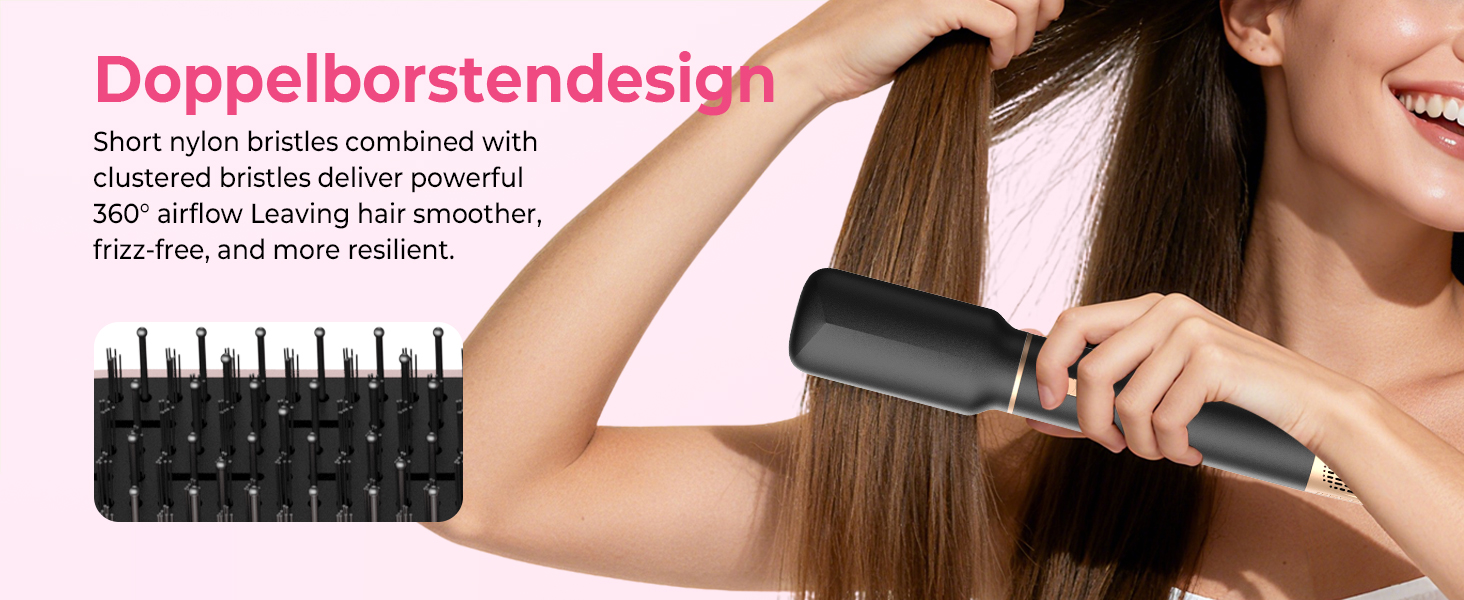 Мультистайлер для волосся 5 в 1 Atopskins Air Styler 1000W: фен-щітка, вирівнювач та плойка для сушіння, завивки та гладкого волосся (Darkschwarz)