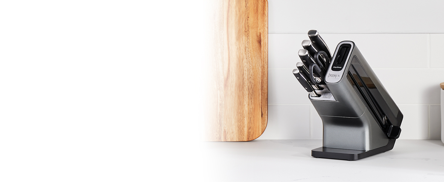Ninja Foodi StaySharp Knife Block Set - 6-Piece Stainless Steel Knife Set with Sharpener