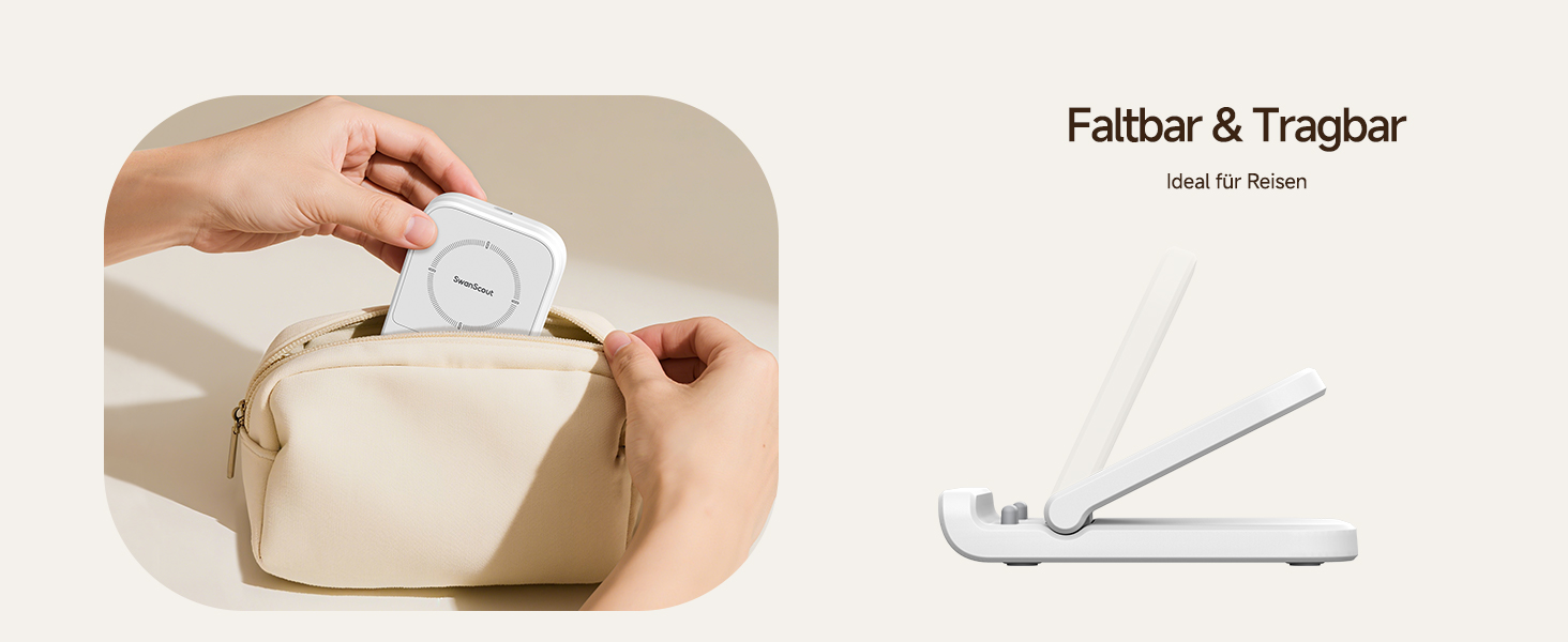 Бездротова зарядка SwanScout для Samsung Galaxy Z Flip 7/7 FE, 6/5/4/3 та Moto Razr 60/50/40 (Ultra), SwanScout 501S (біла)