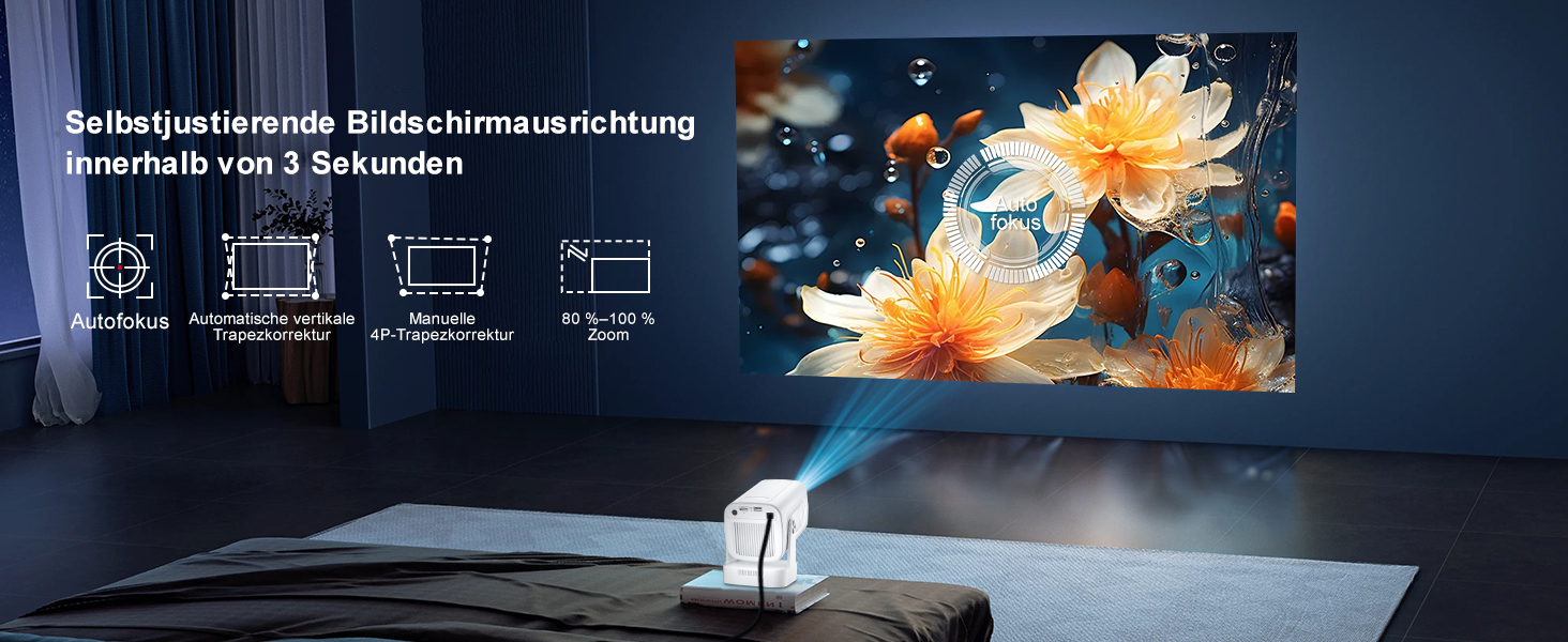 Проектор Salange P92Max ST: 4K, Android 13, WiFi, Bluetooth 5.2, Автофокус, Вбудовані YouTube/PrimeVideo/D+, 12000 лм, 5W динамік