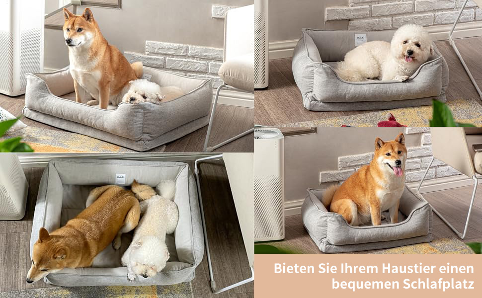 Ортопедичне ліжко для собак та котів, миється, для середніх та маленьких собак, знімний кошик, пухнастий, стійкий до укусів (75 x 62 x 25 см, кольоро персика)