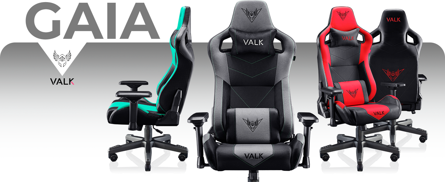 Ігровий крісло VALK Gaia з дихаючого матеріалу, ергономічний офісний крісло, кут нахилу спинки 160º, 4D підлокітники, газліфт Класу 4, професійне геймерське крісло (Онікс Чорний)