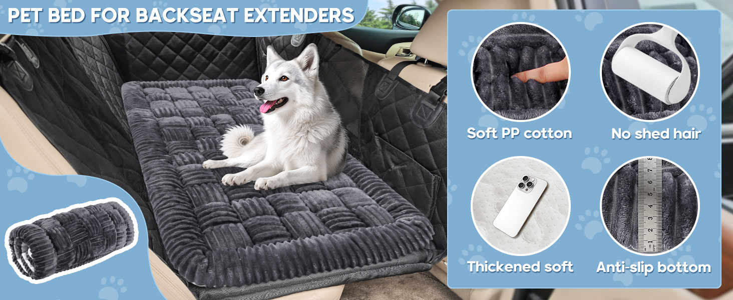 Килимок для собак у машину Loiion, захист заднього сидіння, чорно-білий, 127x62.5 см