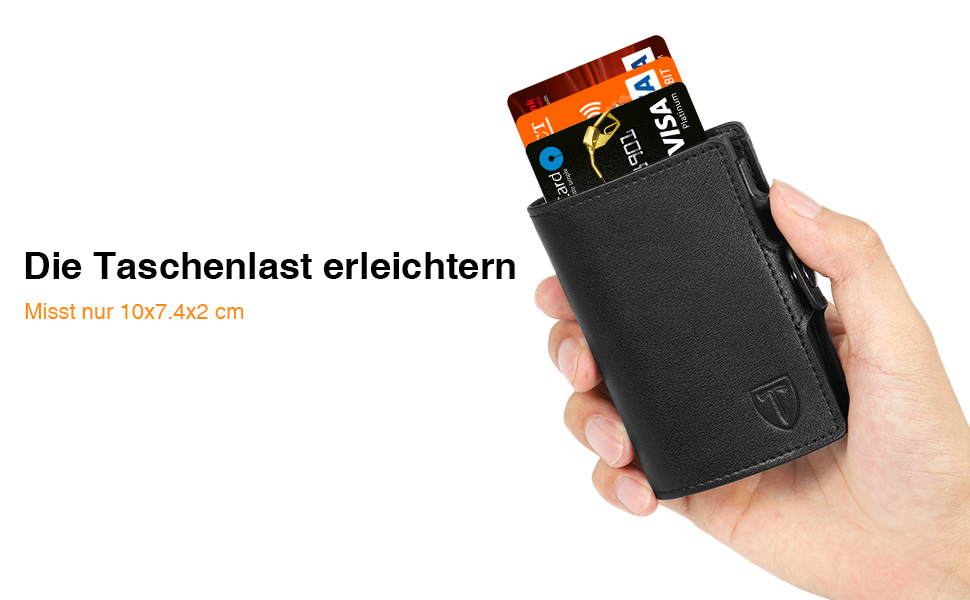 Чоловічий гаманець TEEHON з відділенням для монет та RFID захистом, тонкий, з відділеннями для карт, віконцем для ID - чорний