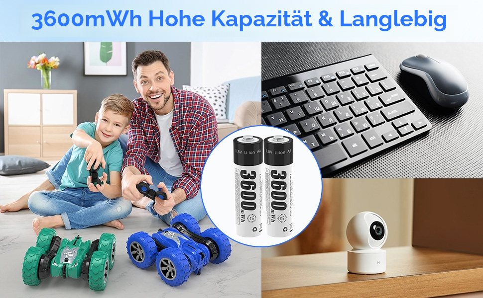 Зарядний пристрій для акумуляторів AA AAA AICARGER з LCD-дисплеєм, 4 слоти, швидка зарядка 5V/2A, 8 акумуляторів (3600 mWh)