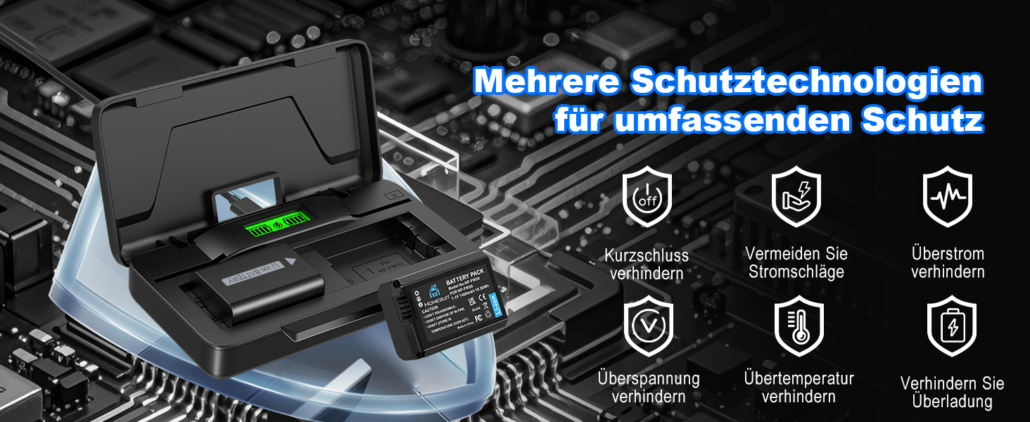 Набір акумуляторів NP-FW50 1300mAh та зарядний пристрій LCD для камер Sony ZV-E10, A6000, A6300, A6400, A6500, A5100, A5000, A7, A7II, A7R, A7RII, A7SII, 7RM2, 7SM2, 7M2, A55, RX10 II III IV, NEX-3/5/6/7, NEX-F3 (2 шт. акумулятори & 1 зарядний пристрій)