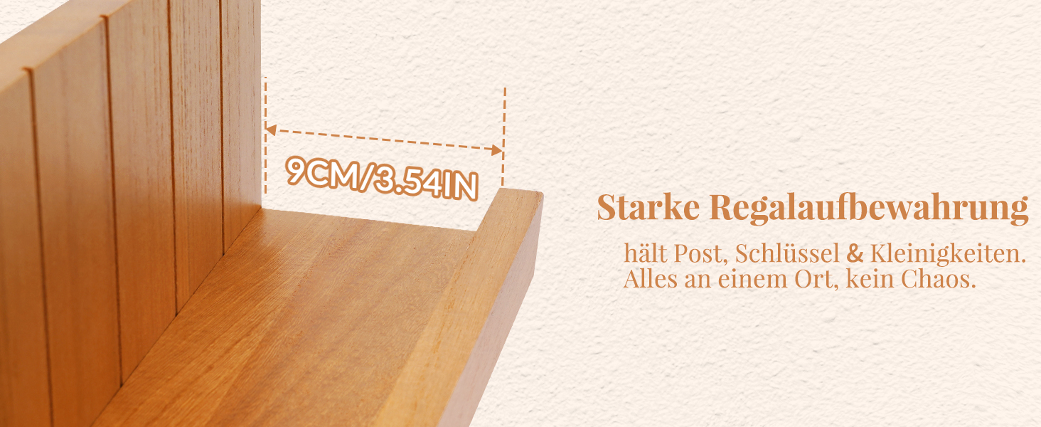 Дерев'яне ключниця з полицею, 5 гачків, для прихожей, вітальні, спальні - жовтий колір