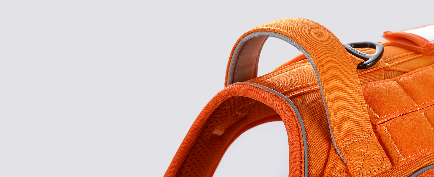 Нашийник для собак Rabbitgoo середнього розміру, анти-тяга, регульований з ручкою, міцний, тактичний, з металевими пряжками, для прогулянок (M, Оранжевий)