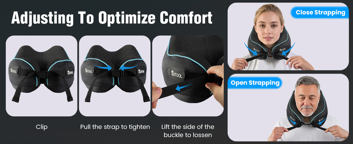 Подушка для шиї у літак Memory Foam з регульованими ремінцями, дихаючим чохлом, у вигляді «вушка» для літака, авто, поїзда. У комплекті сумка з гачком для зручного транспортування. Стандартна, для дорослих