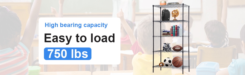 BestOffice 5-Tier Wire Shelving Unit - Heavy Duty Metal Storage Rack