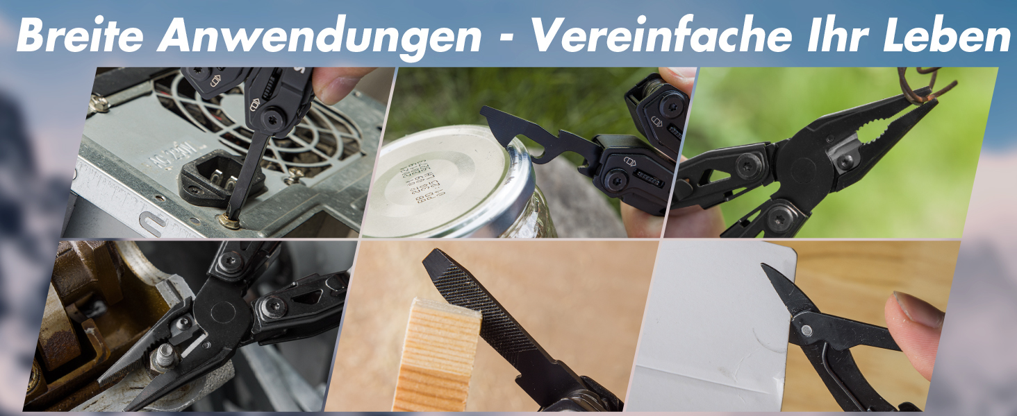 Мультитул Swiss+Tech 16 в 1 з нержавіючої сталі, мультифункціональний інструмент з ножем, відкривачкою та кліпсою для ременя, для кемпінгу та ремонту, з чохлом, чорний