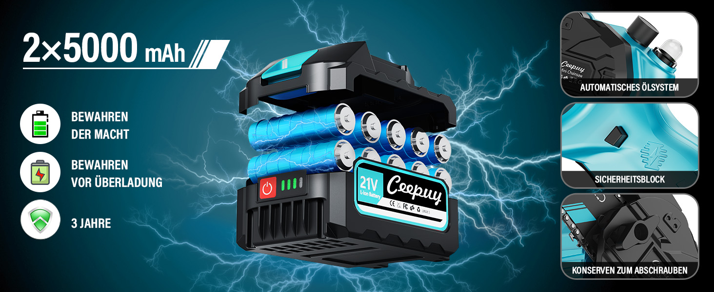 Акумуляторна міні-піла 6 дюймів 880W з чистої міді та блокуванням безпеки. Ідеальна електрична ручна пила для обрізки гілок та дерева в саду. 10000mAh