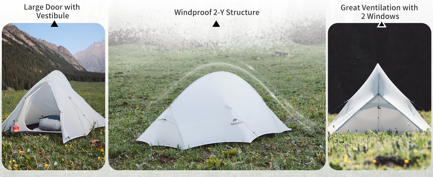Намет Naturehike Cloud Up Pro 2 особи, легкий туристичний намет для кемпінгу, водонепроникний, сірий