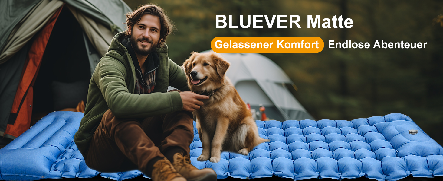Надувний килимок BLUEVER для кемпінгу, ультралегкий, водонепроникний, вологозахищений, протиковзкий, компактний спальний мат для туризму та відпочинку на природі