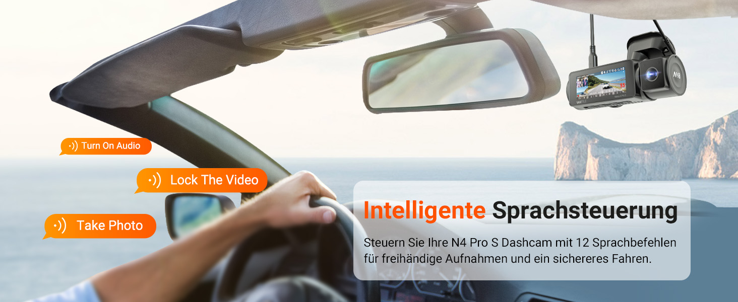 Відеореєстратор VANTRUE N4 Pro S 4K STARVIS з GPS, 3 канали (4K+1080P+1440P), WiFi 5GHz, паркувальний режим 24/7, голосове керування, IR нічне бачення, LTE (опціонально)