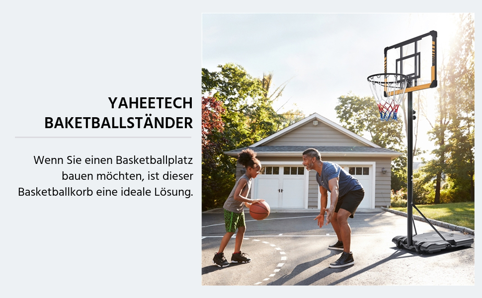 Yaheetech Adjustable Height Basketball Stand with Wheels - Mobile Basketball Hoop, Water/Sand Fillable, Indoor/Outdoor Basketball System - 226.5cm - 256.5cm