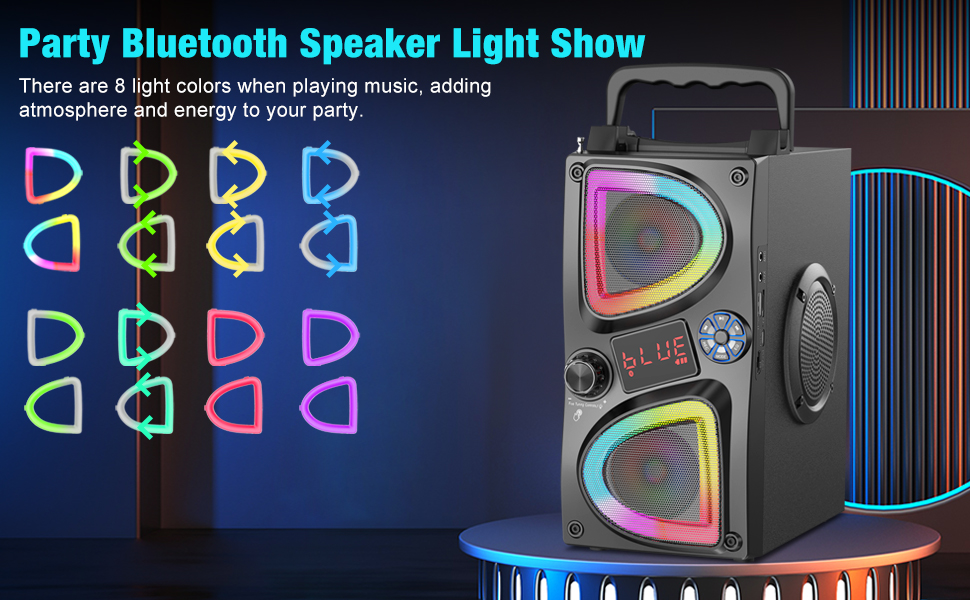 SUPNIU Bluetooth колонка з 2 бездротовими мікрофонами, LED підсвічуванням та пультом ДК