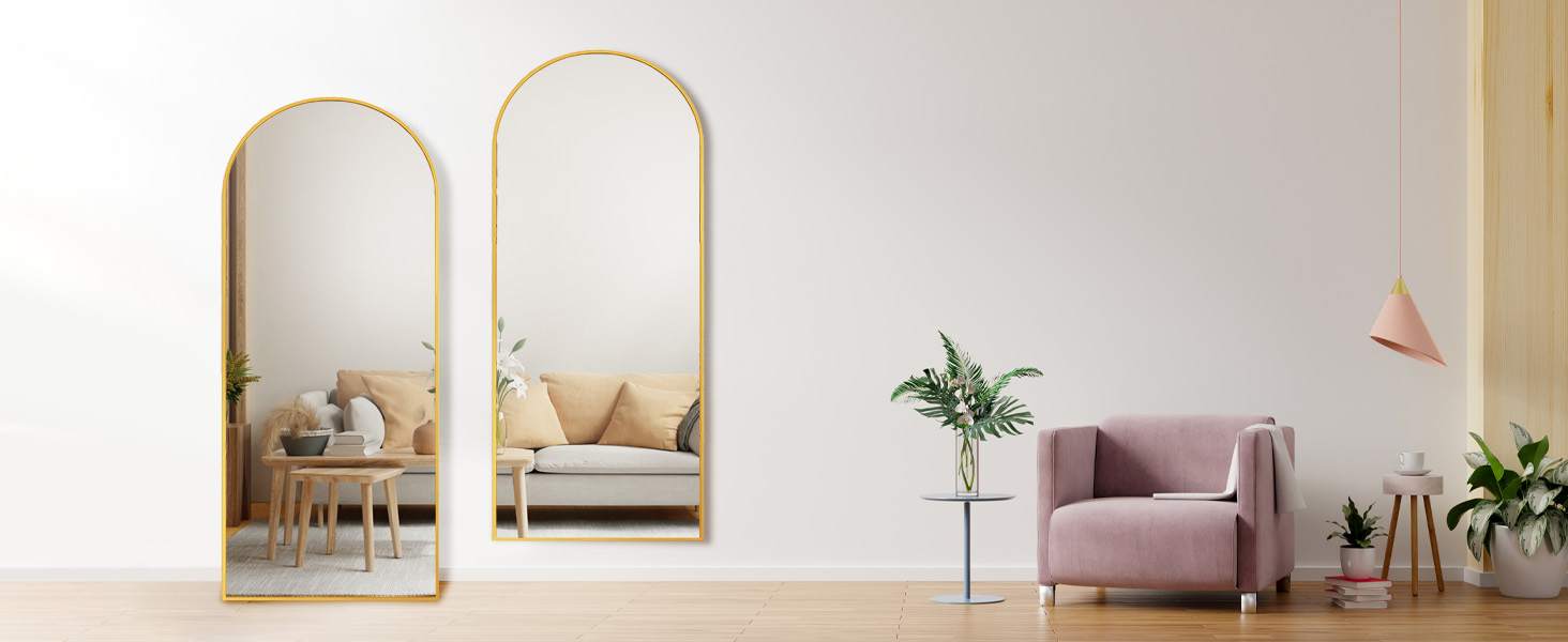 Aufhellender Standspiegel mit Metallrahmen (140x40cm & 180x80cm Optionen)