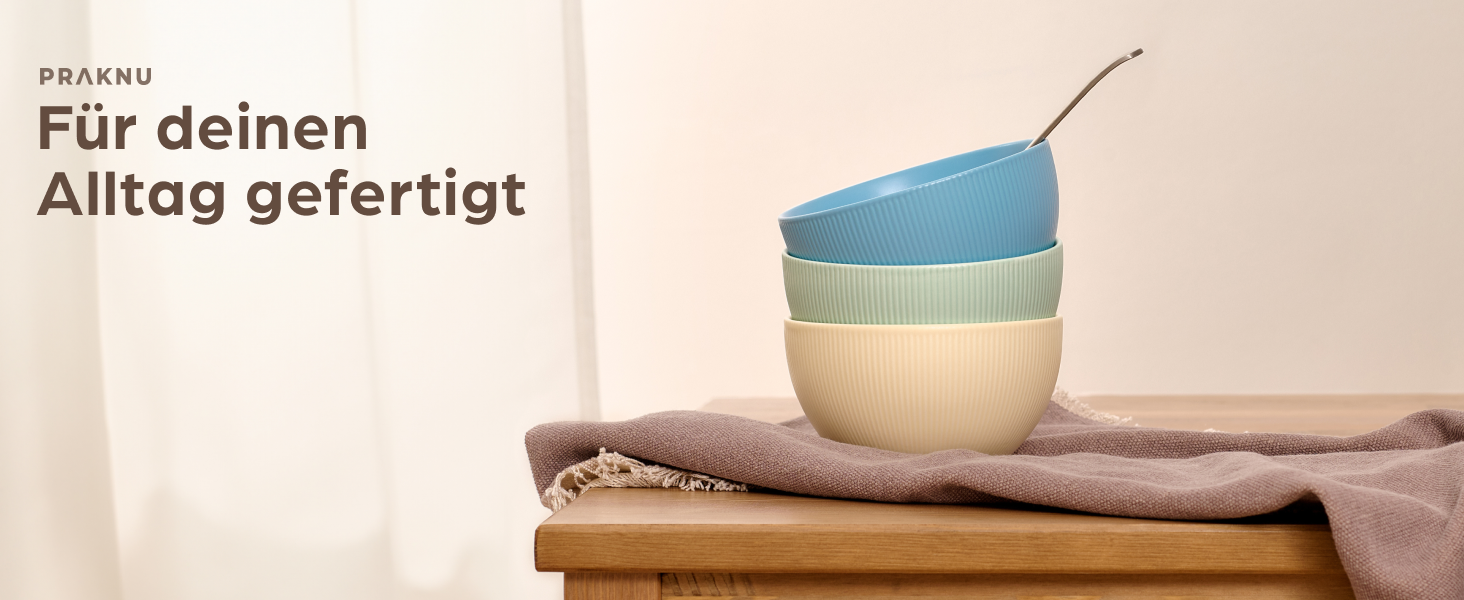 Набір мисок для мюслі Praknu (6 шт.) 700 мл - кераміка, кольорові, матові - великі супові миски, підходять для мікрохвильової печі та посудомийної машини - ідеальний розмір для мюслі, супів або салату
