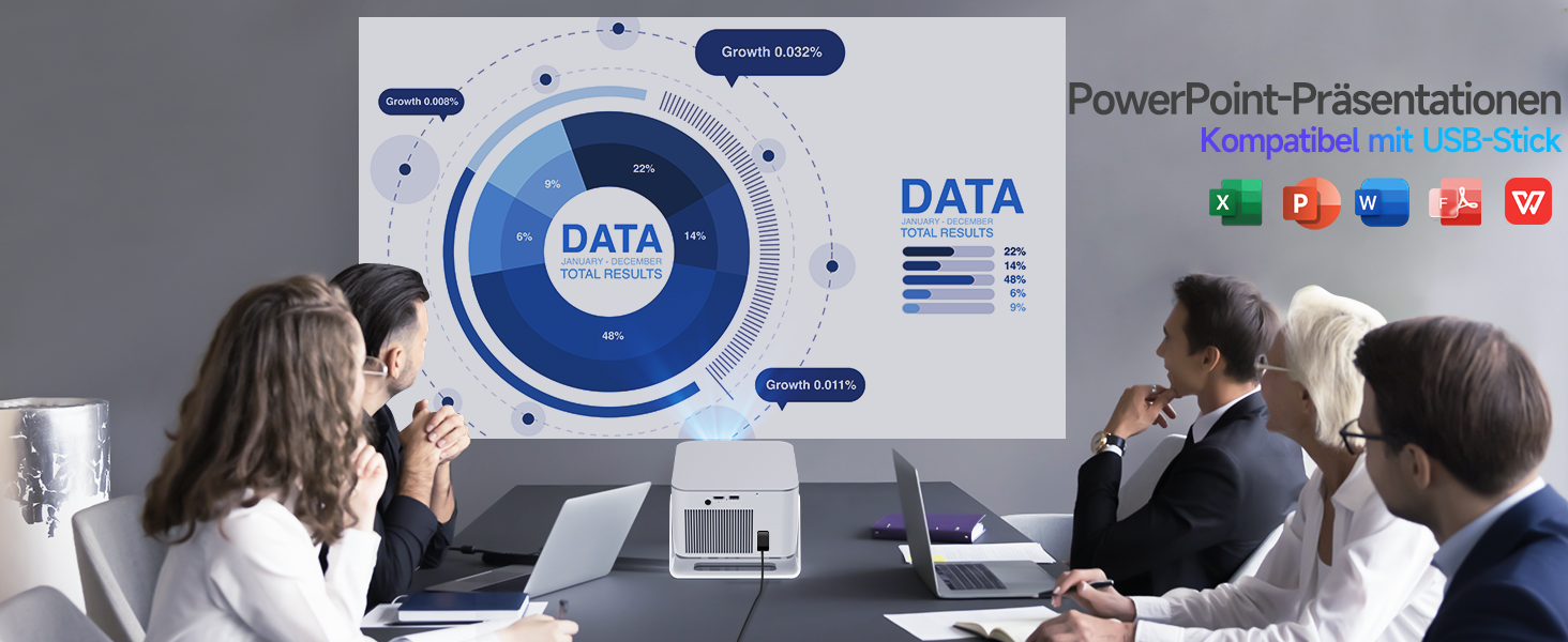 Проектор Alwtniet Mini Beamer 4K 8K з Android 14, WiFi 6, Bluetooth 5.4, Автофокус та Автокорекція, 180° поворот, для домашнього кінотеатру, HY350MAX