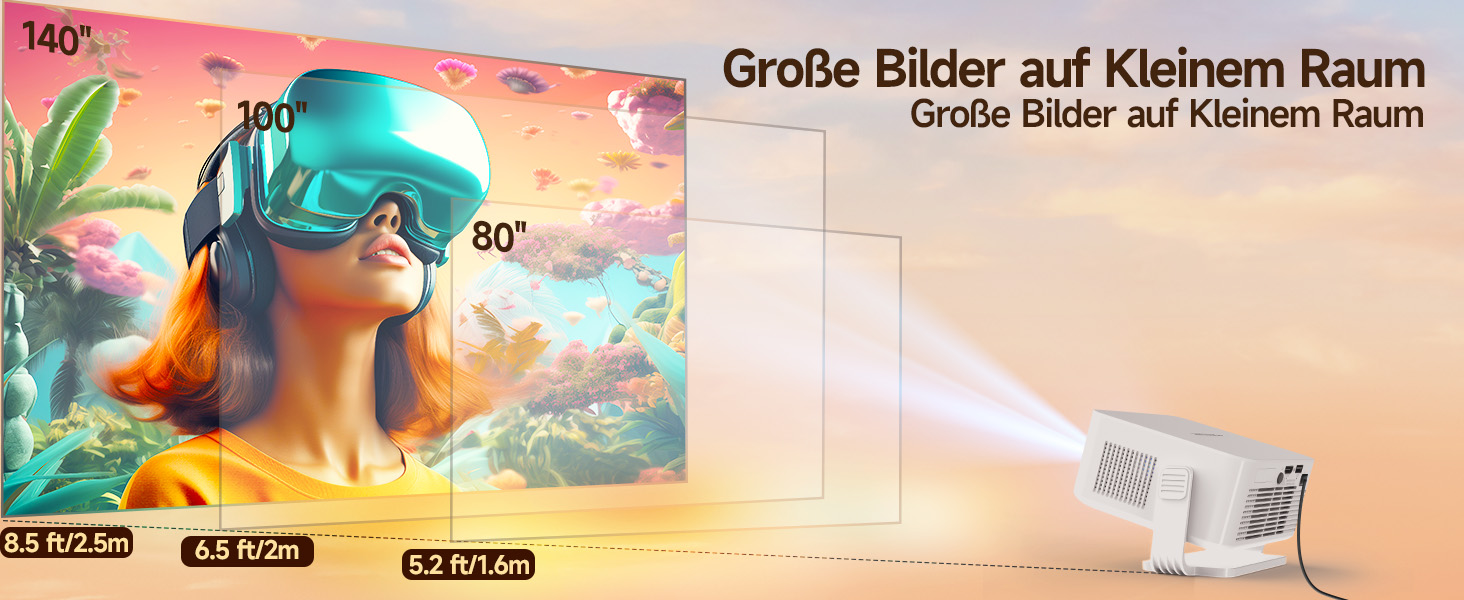 Magcubic HY300max Міні проєктор 4K/8K з Android 14, WiFi 6, Bluetooth 5.4, автофокусом та корекцією трапеції для домашнього кінотеатру (білий)