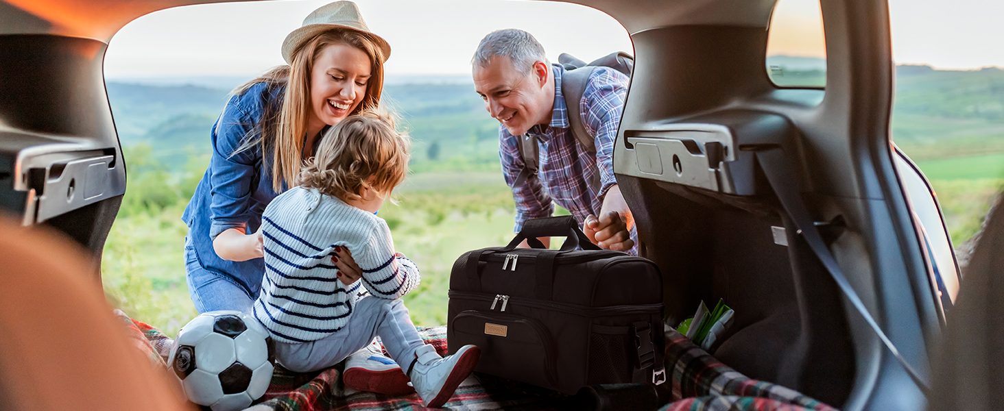 Термосумка LifeWit 23L для пікніка, пляжу, роботи та подорожей (чорна)