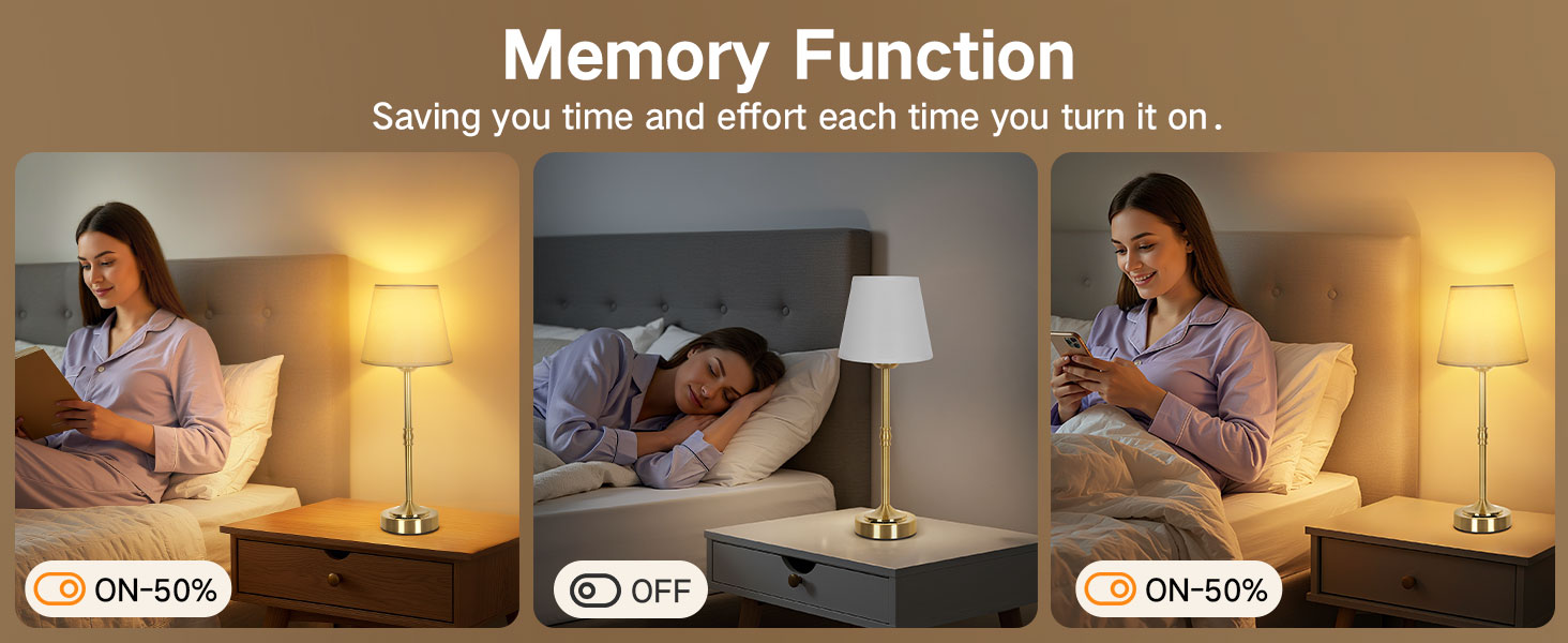 OUTON Настільна лампа 2 шт. Бездротова, диммер, 3 кольори світла, 4000mAh, USB-C, 60 годин роботи, акумуляторна, золота для спальні, вітальні, їдальні