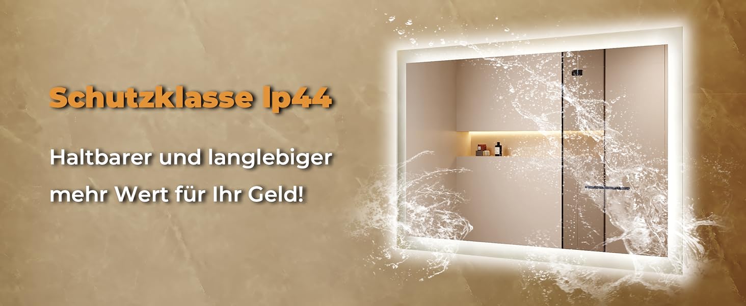 Дзеркало для ванної кімнати з підсвічуванням 60x50x3,5 см, LED, 6400K, холодний білий, економія енергії, вертикальне/горизонтальне кріплення, вимикач на стіні, матові краї