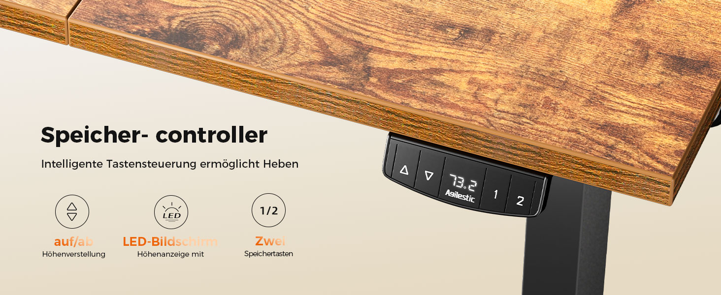 Електричний стіл Agilestic з регулюванням висоти 180x80 см, білий. Зручний комп'ютерний стіл з пам'яттю, ергономічний, стабільний