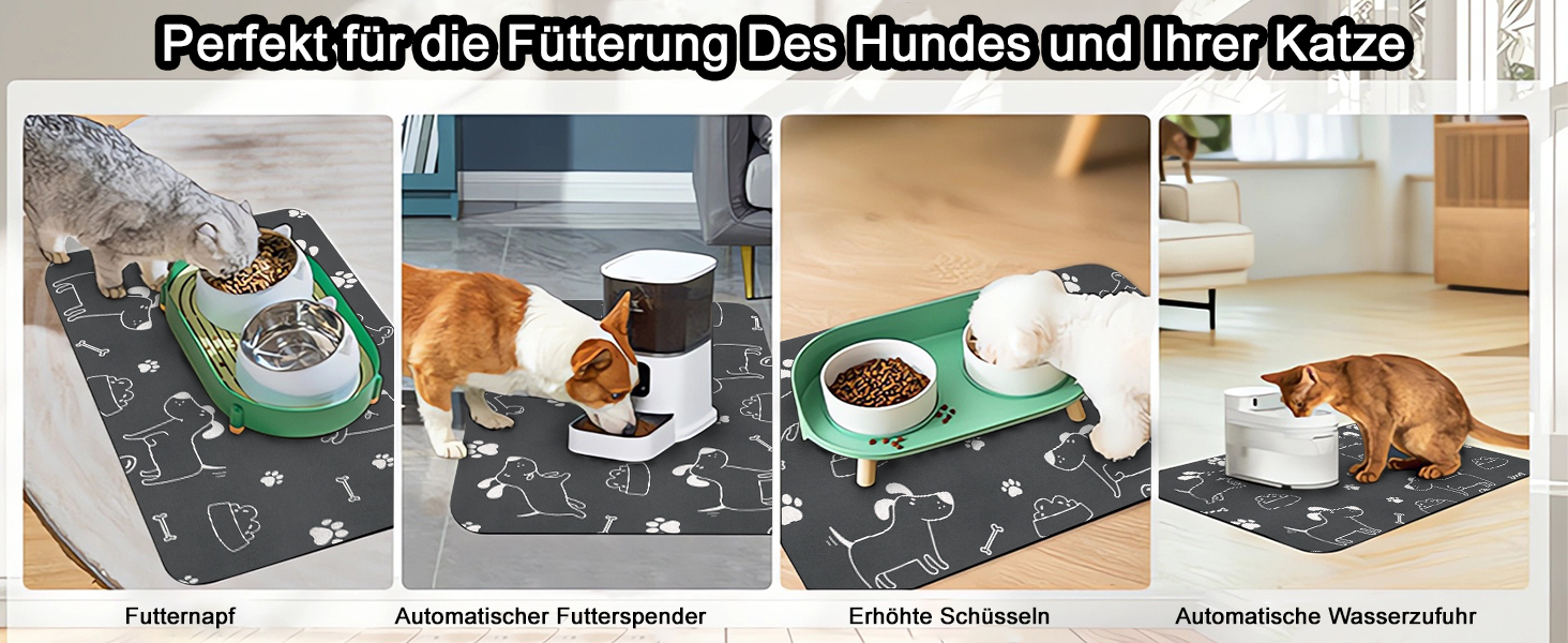 Підкладка під миску для собак та котів, нековзна, чорна 40x60 см, швидковисихаюча, легко миється