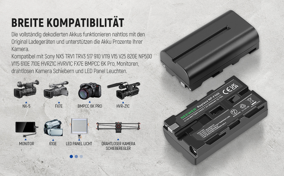 Зарядний пристрій NEEWER для акумуляторів Sony NP-F з LCD дисплеєм (4 канали, 2600mAh NP-F550 в комплекті)