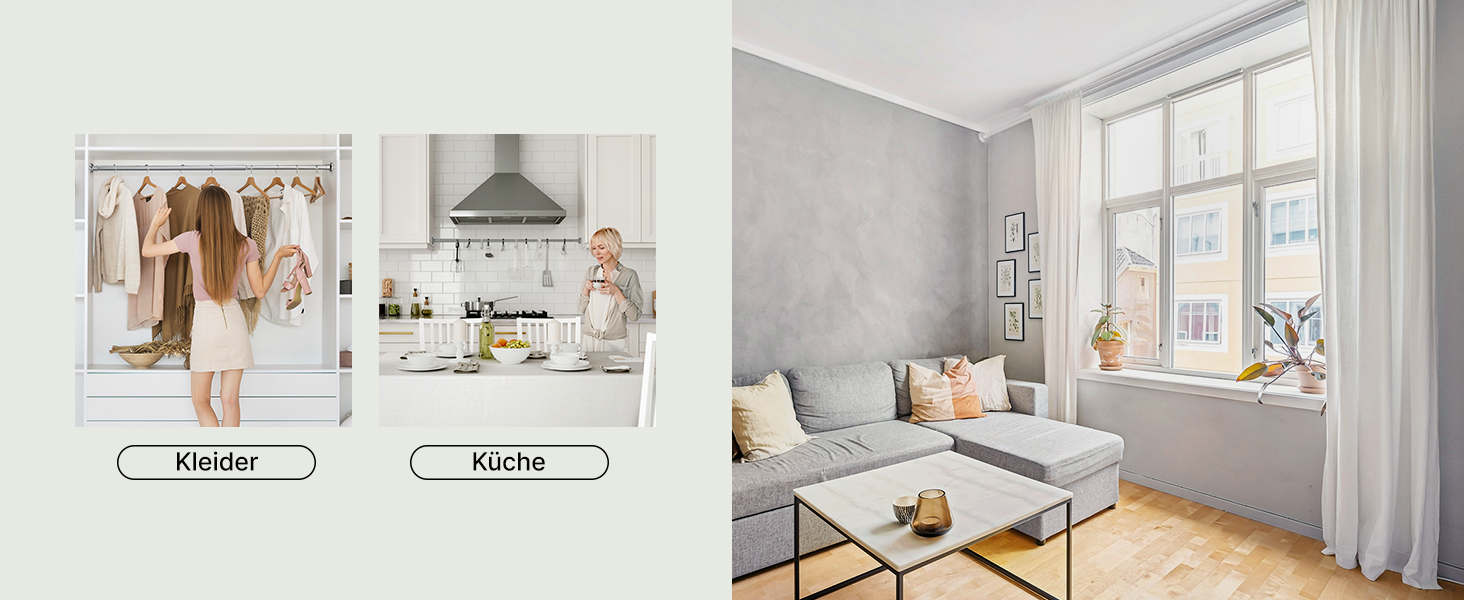 Штанга для карнизів без свердління, діаметр 25 мм, телескопічна - для душу, вікон, кімнат, кухні (70-120 см, 90-160 см), нержавіюча сталь срібна