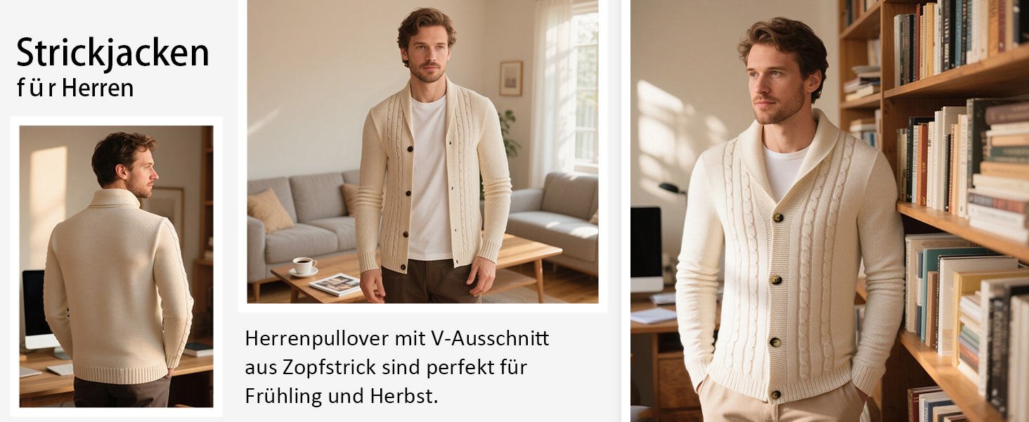 Чоловіча в'язана жилетка з коміром-шарфом, в'язаний пуловер, однорядна жилетка для осені та зими, бежевого кольору