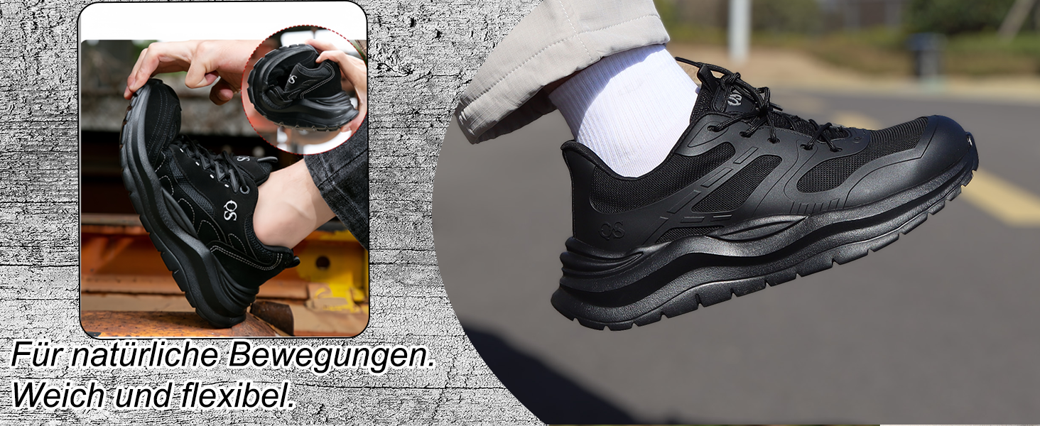 Черевики безпеки унісекс з металевим носком. Легкі, антиковзкі, дихаючі, водонепроникні літні черевики з посиленою підошвою (35 EU, M103 Чорний)