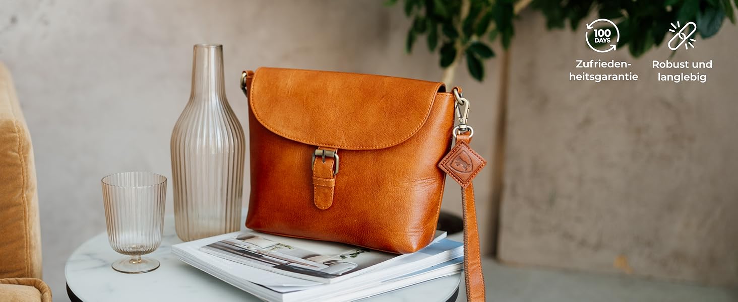 Сумка жіноча через плече Berliner Bags Catalina Vintage коричнева шкіра. Середня кросбоді сумка з магнітним закриттям